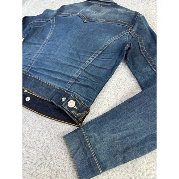 NWOT True Religion World Tour Womens Sz-S Blue Distress Denim Jacket Western - Picture 5 of 13